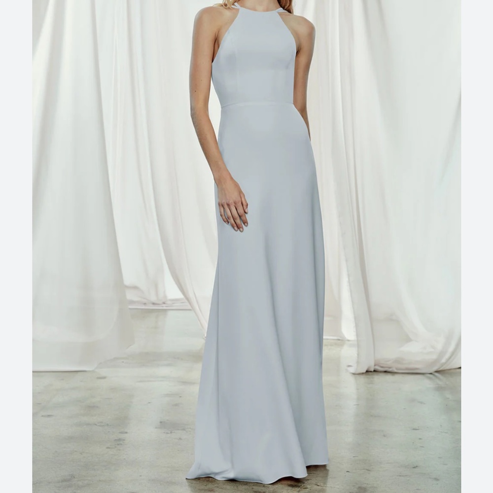 Amsale ice blue long bridesmaid dress size 4